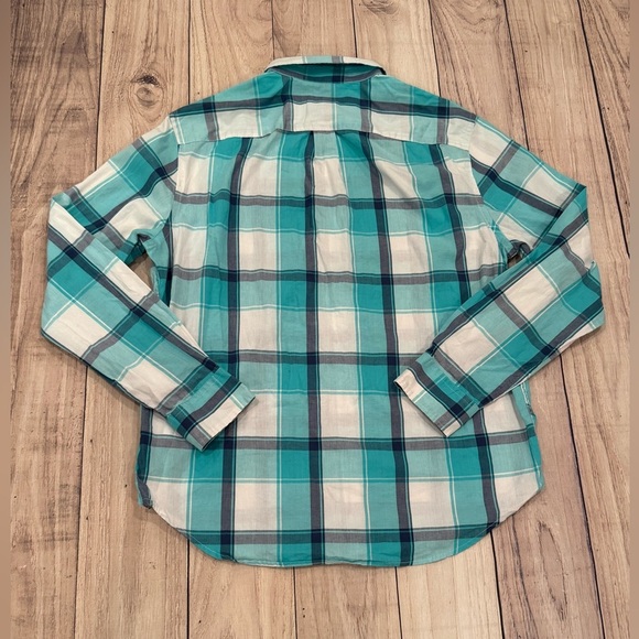 American Eagle Outfitters Teal and White Plaid Classic fit Shirt/size L - Picture 6 of 10